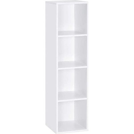 Mondeer Scaffale Aperto, Libreria Scaffale a 4 Ripiani, Stoccaggio in Legno, Scaffale a Quattro strani/Multistrato, Adatto per uffici, Studio, Soggiorno, Bianca (1/5)