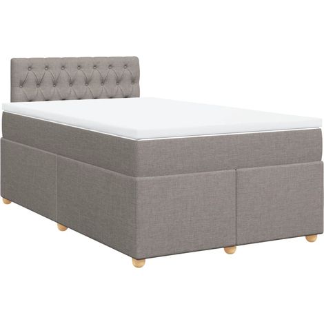 Lit double  Lit adulte  Sommier à lattes de lit avec matelas Taupe 120x200 cm Tissu