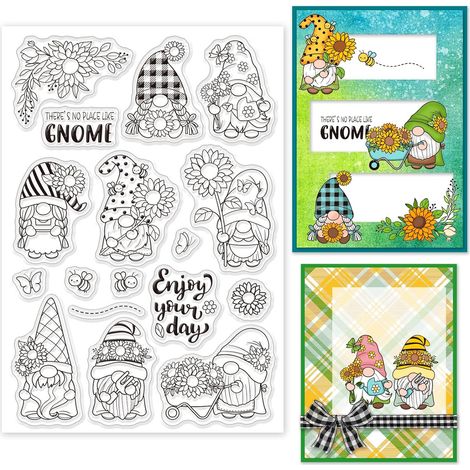 Nain de tournesol - Tampons transparents en caoutchouc pour la fabrication de cartes et mots nains, tampons en silicone pour journal, scrapbooking, décoration de carnet de notes (1/5)