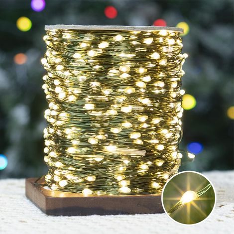 30M 300LED String Lights with Plug, Remote Control and Timer, Waterproof Green Copper Wire Twinkling Lights for Christmas (Warm White, Adapter Included) (1/5)