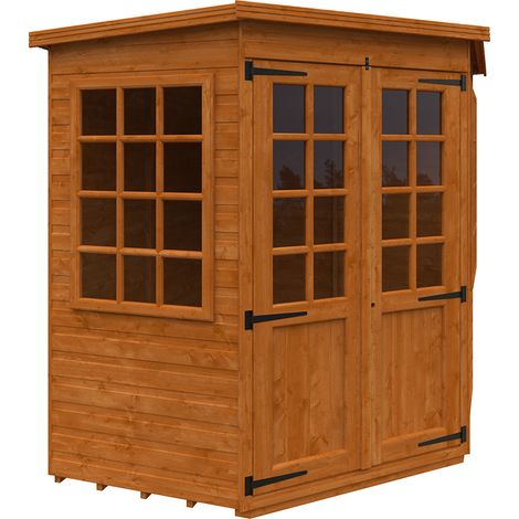 6 x 6 Feet Pentagon Cornerhouse 12mm Shed - Solid Wood/Softwood/Pine - L175 x W175 x H209 cm - Burnt Orange