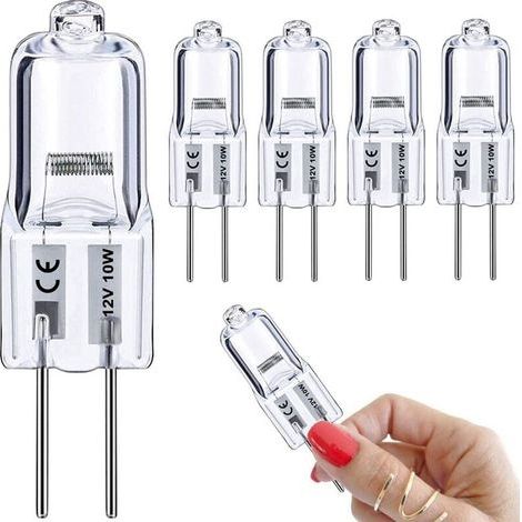 Ampoule G4, 5 pièces 10W G4 ampoule halogène, haut rendement G4 150lm avec base G4 à deux broches, 12V AC/DC avec blanc chaud 2800K, G4 12V pour lumière de rondelle