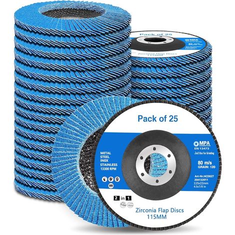 25 Pack Disques à lamelles 115mm,Grain 40-240 Disque de ponçage Disques à Rabat de INOX Acier Fer Disques Abrasifs pour Meuleuse (1/5)