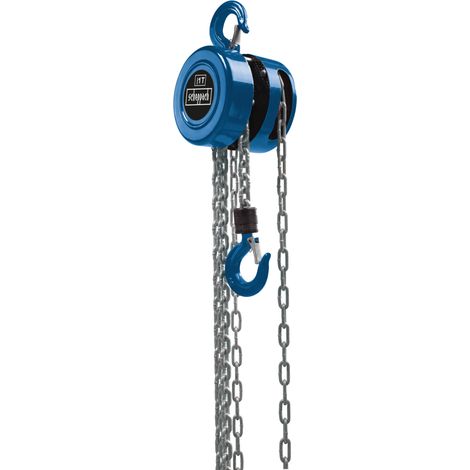 Scheppach Palan à Chaîne CB01 - Capacité de charge 1000 Kg - Hauteur de levage 3000 mm - Crochet de levage avec sécurité - Longue chaîne de commande Peut également tirer une charge