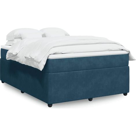 Boxspringbett mit Matratze Dunkelblau 140x200 cm Samt