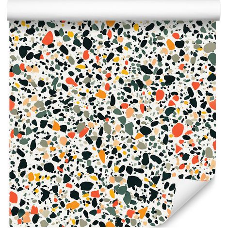 Papier peint terrazzo gris, gris clair, beige et crème 50 x 1000 cm (1/5)