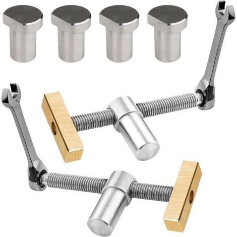 Lot de 2 Etau Etabli Avec 4 Bench Dog, Serre Joint Menuisier pour Trous de Banc de 20 mm, Pince Etau Positionnement, Clip de Bureau Réglable, Accessoire Etabli pour Fixation Rapide (1/5)