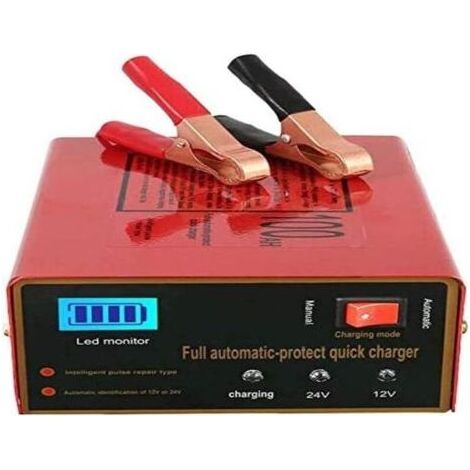 12V/24V Chargeur de Batterie pour Voiture Intelligent Automatique Mainteneur, au Lithium, Plomb Acide Batterie, 140W 6Ah à 105Ah, avec LED écran (1/5)