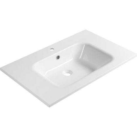 Vasque en marbre coulé ARECA, 81x51,5cm, blanc (1/4)