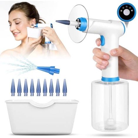 Nettoyeur d'oreilles sans danger pour adultes - Hydropulseur électrique, 4 modes de nettoyage, 10 embouts inclus - Blanc - 1 kit (1/3)