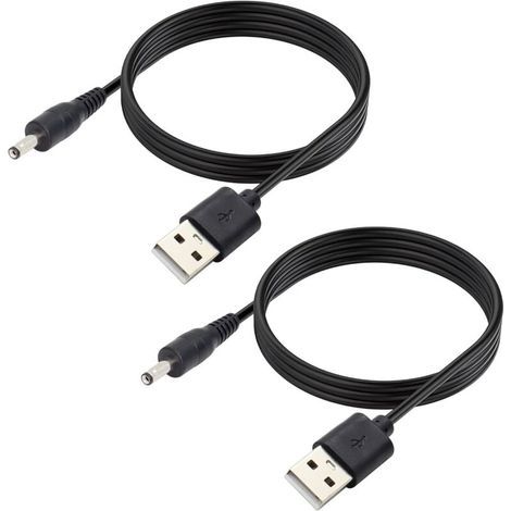 2er-Pack 5V-Gleichstromkabel, USB 2.0-Stecker auf 2,5 mm x 0,7 mm Gleichstromstecker, 1 m lang, für Router, LED-Leuchten, Lautsprecher und mehr (1/4)