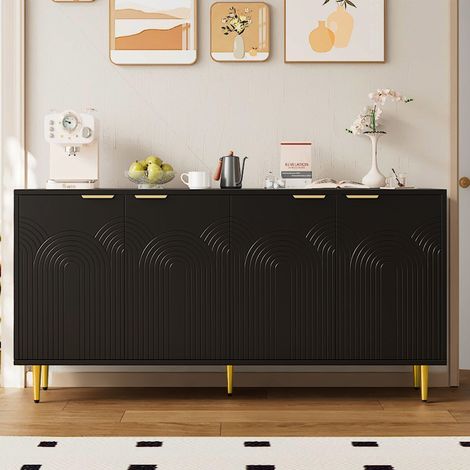 Aparador FloraGrace 160x40x80 cm de MDF y madera negra (1/5)