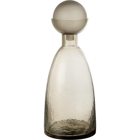 Vase Bouteille Bouchon en Verre "Yoko" 43cm Grège