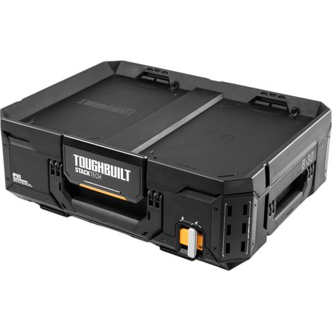 Toughbuilt StackTech TB-B1-B-30 Werkzeugkiste Box 53 x 40 x 18 cm IP65 + 2x Inlay mit Deckel + 2x Inlay + 4x Trennwand