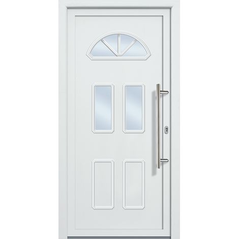 Meeth – Porte d'entrée PVC 108cm x 200cm – Intérieur et extérieur blanc – Isolation thermique 1,6 Ud – 3 points de verrouillage WINKHAUS
