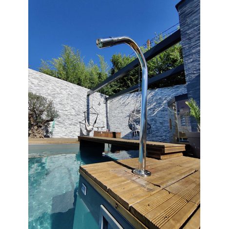 Canon Jet d'eau INOX 316 / 1m avec Embout de massage 5 trous Tube Cascade Col de Cygne (1/3)