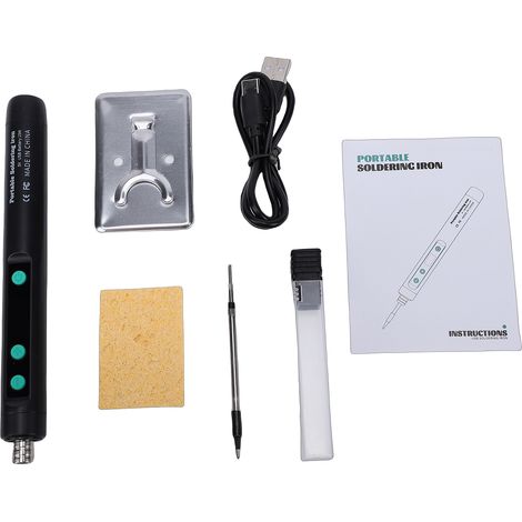 Kit de fer à souder sans fil portable à chauffage rapide, rechargeable par USB avec affichage numérique, température réglable, arrêt automatique pour la réparation électronique à domicile, standard – (1/5)