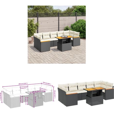 8-tlg. Garten-Sofagarnitur mit Kissen Schwarz Poly Rattan - Gartenmöbel - Esszimmerset - Outdoor Möbel - Lounge Set - Rattan Sessel - Home & Living (1/3)