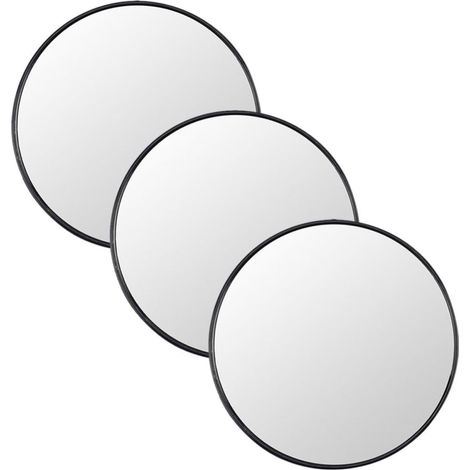 Miroir Grossissant à Ventouse 3pcs 9cm avec Grossissement 5X pour Maquillage et Nettoyage en Profondeur, Matériau PS Noir, pour Voyage et Usage Extérieur (1/5)