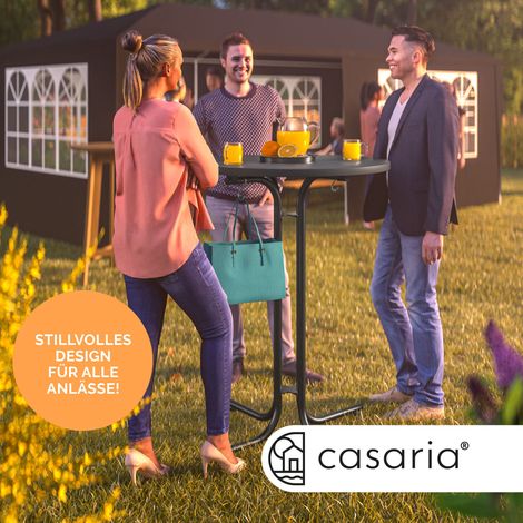 CASARIA® Stehtisch 70/80x110cm klappbar rund Stabil Garten Hoch Holz pulverbeschichtet Metall Hochtisch Bistrotisch Partytisch Bartisch Biertisch weiß Anthrazit 2x grau 80cm