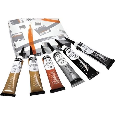 Peinture à canule cerne relief - PEBEO - 054190 - 6 tubes de 20 ml - Couleurs assorties - Résistante au lavage