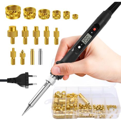 Kit de fer à souder, pointes à souder, jeu d'inserts filetés, affichage LED, température réglable, pointes de fer à souder universelles 936 pour inserts filetés, écrous de fusion M2 M3 M4 M5 M6 M8, ac (1/5)