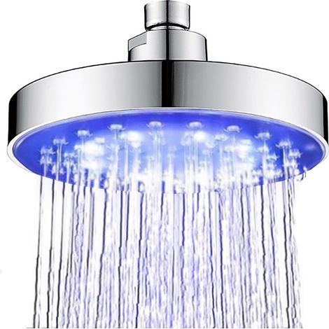 Cabezal de ducha LED de 6 pulgadas con 3 colores: efecto lluvia, alta presión y cromo. (1/5)
