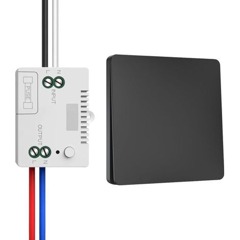 Kit d'interrupteur sans fil 230 V - Interrupteur sans fil auto-alimenté - Noir (1 récepteur et 1 panneau de commutation) (1/5)
