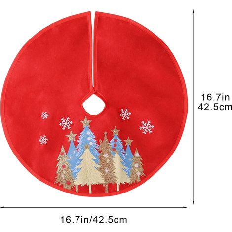 Arbre De Noël - Jupe Pour Arbre De Noël En Velours Rouge - Pour Arbre De Table Intérieur - Diamètre 38 Cm - 1 Pièce (1/5)