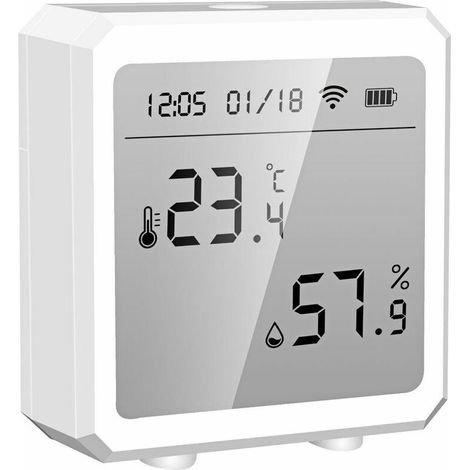 WLAN-fähiger Temperatur- und Feuchtigkeitssensor für Smart Homes, Innenthermometer, Datumsanzeige, digitaler Thuja-Detektor (1/5)