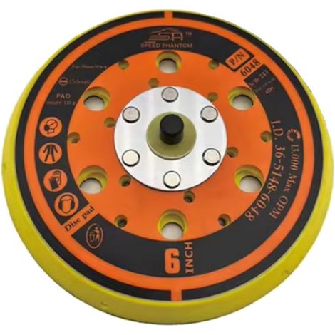 Trade-Shop Ø150mm Klett Schleifteller / Stützteller / Haftteller kompatibel mit Mirka 916GV48 Backup Pad, 5/16 x 24 Gewinde, hart, 48-Loch - 1 Stück (1/2)