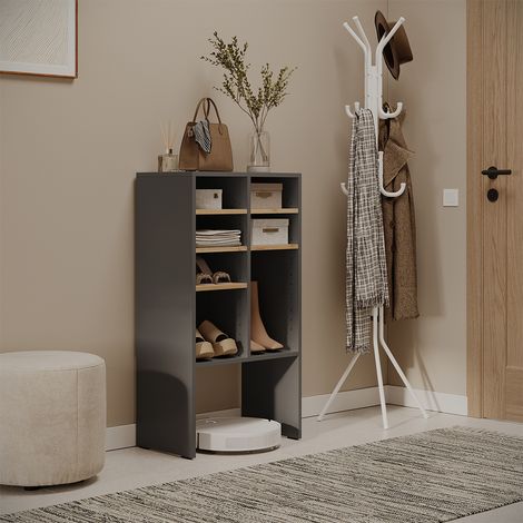 Schuhschrank Hermia, Anthrazit/Goldkraft Eiche, 53 x 99 cm mit 7 offenen Fächern, Vicco (1/5)