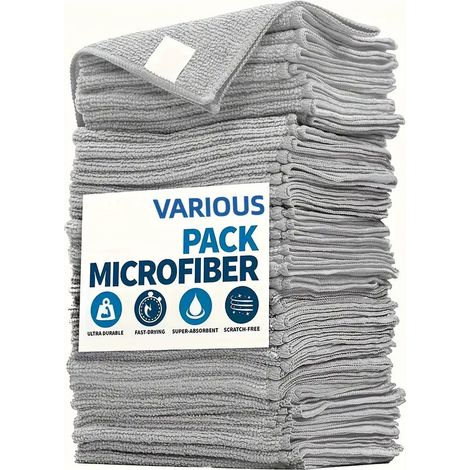 Ensemble de dix torchons absorbants en microfibre pour la cuisine, la maison, la vaisselle, les éponges à récurer et les serviettes de nettoyage de voiture. (1/3)