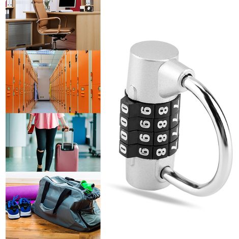 Cadenas à Code 4 Chiffres pour Bagages, Casiers de Sport et Salle de Gym - Sécurité Argenté pour Voyage (1/5)