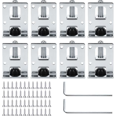 8 Pièces Pied de Meuble Reglable, 55/85 mm Niveleurs Robustes avec Vis et Clé, Pieds de Nivellement pour Armoires, Tables, Étagères, Établis et Plans de Travail (1/5)