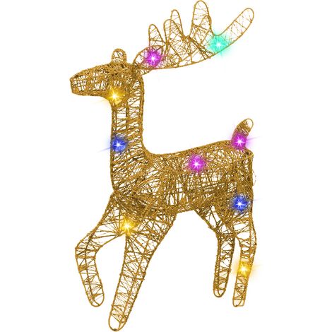 Décoration De Noël Renne En Fer Forgé Éclairé Décorations Fête Familiale Extérieur Lumières Dorées-KZQ (1/2)