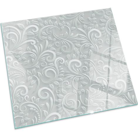 Plaque de protection en verre trempé de sol décorative imprimée sous cheminée Motif végétal élégant Carrée 50x50 cm (1/5)