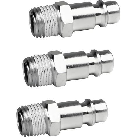 Kit di 3 raccordi rapidi conici maschio in Teflon da 1/4" con ugello per compressore e raccordo pneumatico per compressore. (1/5)