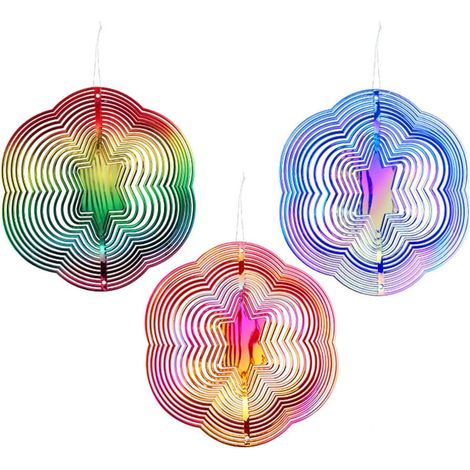 Pack de 3 anti - oiseaux réfléchissants, anti - oiseaux suspendus, spirale de vent réfléchissant double face (style 1) (1/5)