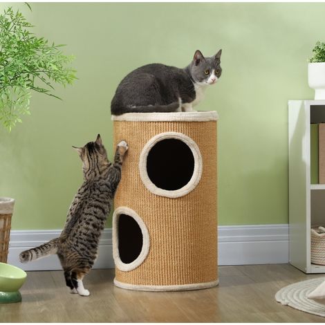 Katzenkratzbaum in Fassform aus Sisal, Ø35 x 60 cm, braun-beige HAVRYA (1/5)