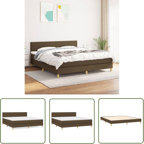 The Living Store Boxspringbett mit Matratze Dunkelbraun 160x200 cm Stoff - Boxspringbett - Doppelbett - Bettenrahmen - Matratze - Schlafsystem (1/5)