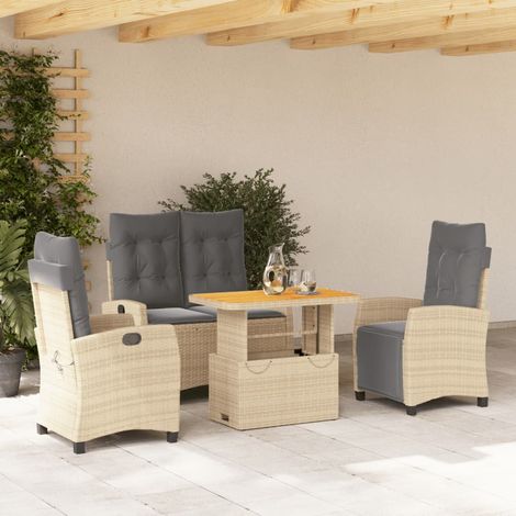 Ensemble à manger de jardin coussins 4 pcs-Salon de jardin beige résine tressée 560383 (1/5)