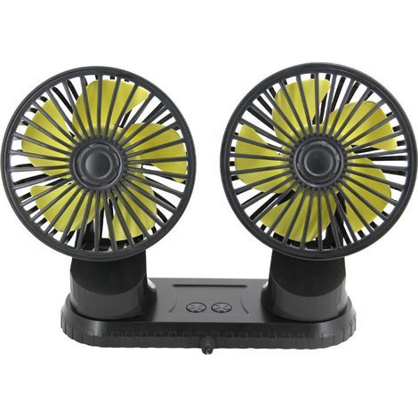Ventilateur de voiture 5 V à double tête, ventilateur portable USB pour véhicule, rotatif à 360°, ventilateur de bureau avec 3 vitesses de ventilation puissantes pour tableau de bord de voiture, maiso (1/5)