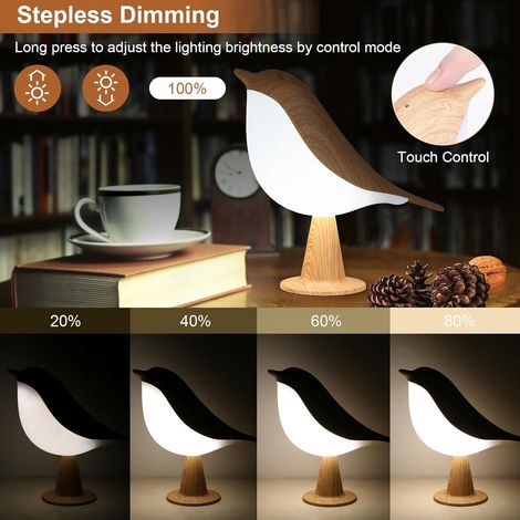Piccola lampada da comodino, lampada da scrivania, luce notturna, lampada da tavolo, controllo touch, wireless, 3 colori, luminosità regolabile, lampada notturna portatile per bambini e adulti, bel re (1/4)