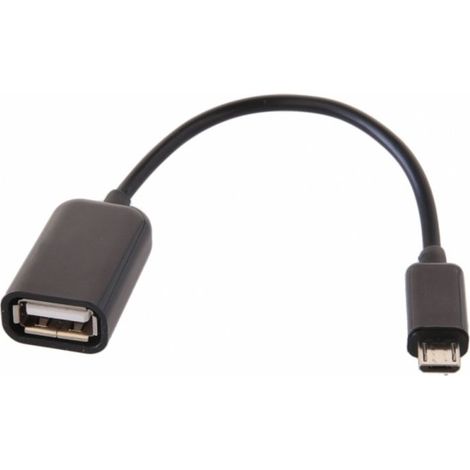 Câble OTG - PEREL - USB 2.0 A femelle vers micro-USB - 10 cm - Noir - Compatible smartphones et tablettes