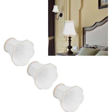 BelleRise – 3er-Set Stofflampenschirme – E14-Clipfassung – modern, weich – für Wohn- und Schlafzimmer, weiß (1/5)