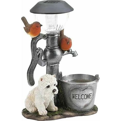 Accessoires de jardin pour espaces extérieurs, lampe solaire pour animaux de jardin (chiots) - AquaForge