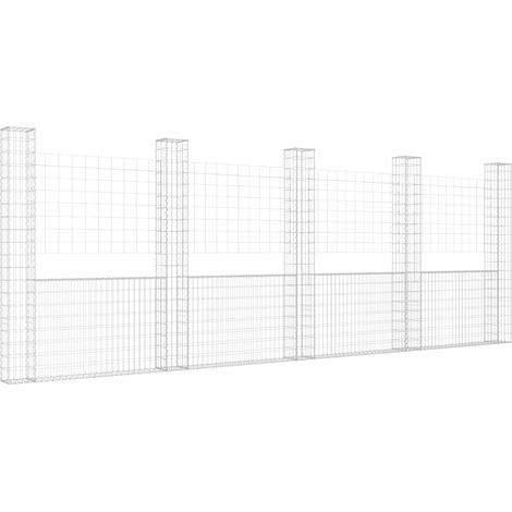 vidaXL U-shape Gabion Basket with 5 Posts Iron 500x20x200 cm (1/5)