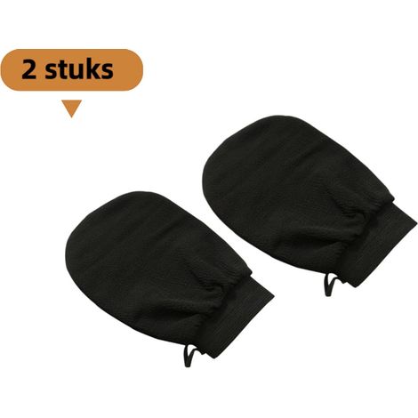 Lot de 2 gants de bain - Serviette de bain double face simple couche - Serviette de bain de massage double face à gros grain - Outil de douche pour exfolier le dos - Noir (1/5)