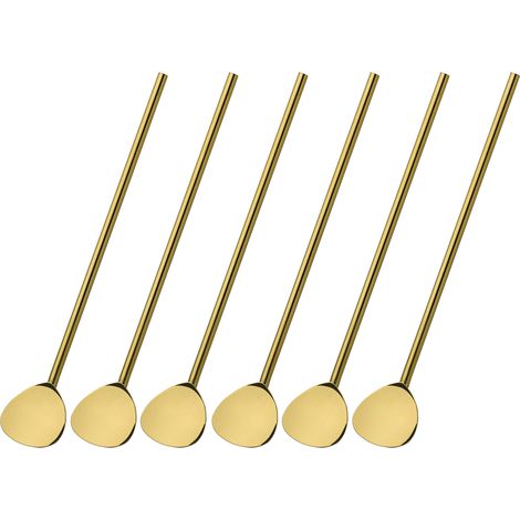 Cocktaillöffel mit Strohhalm, 6 Stück, 20 cm, Edelstahl, goldfarben, Coffee Culture / Cilio (1/4)